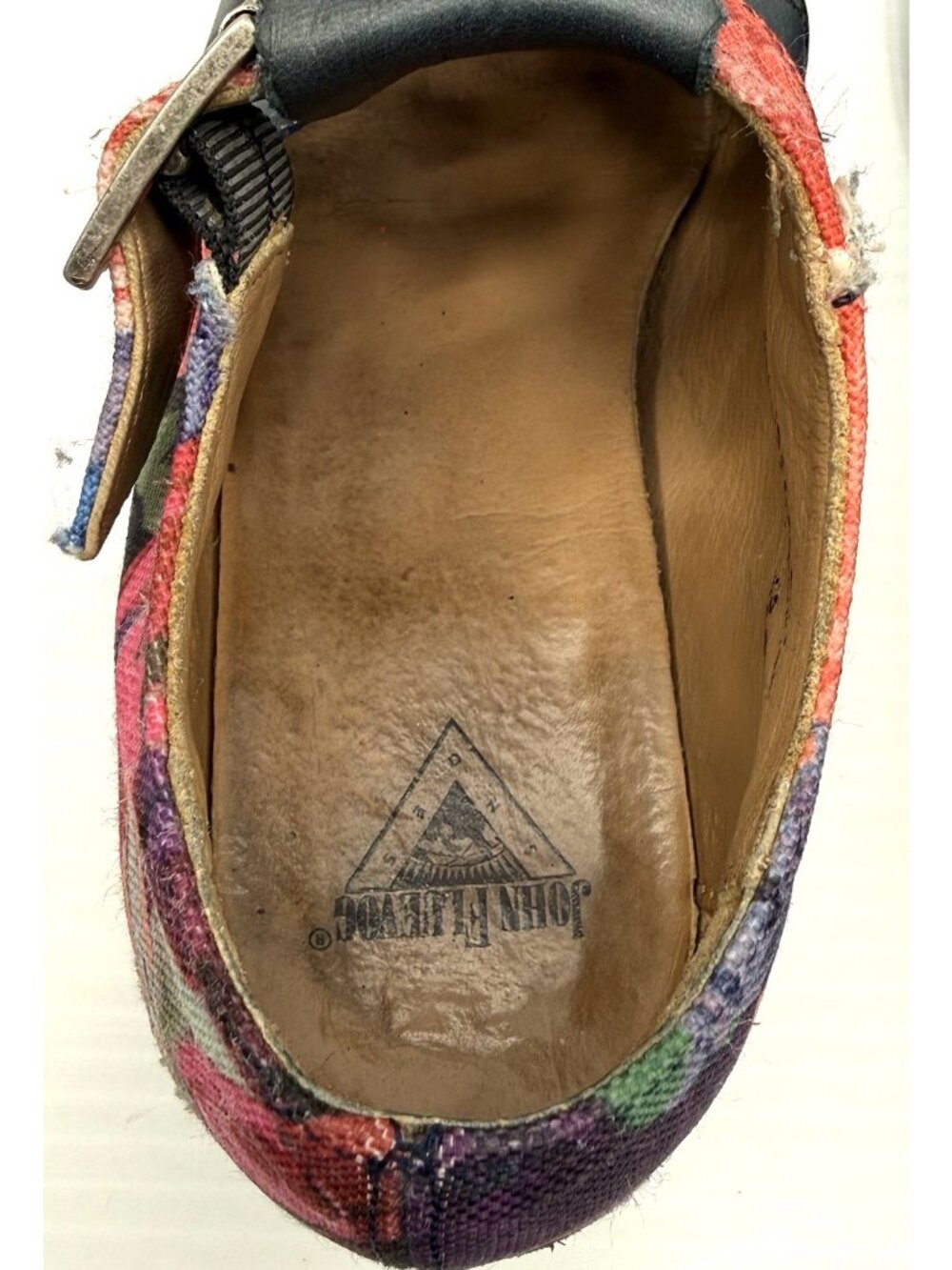 John Fluevog Philippa Floral Womens 7 Blue Leather Fisherman Sandal Mary Jane - Picture 10 of 16